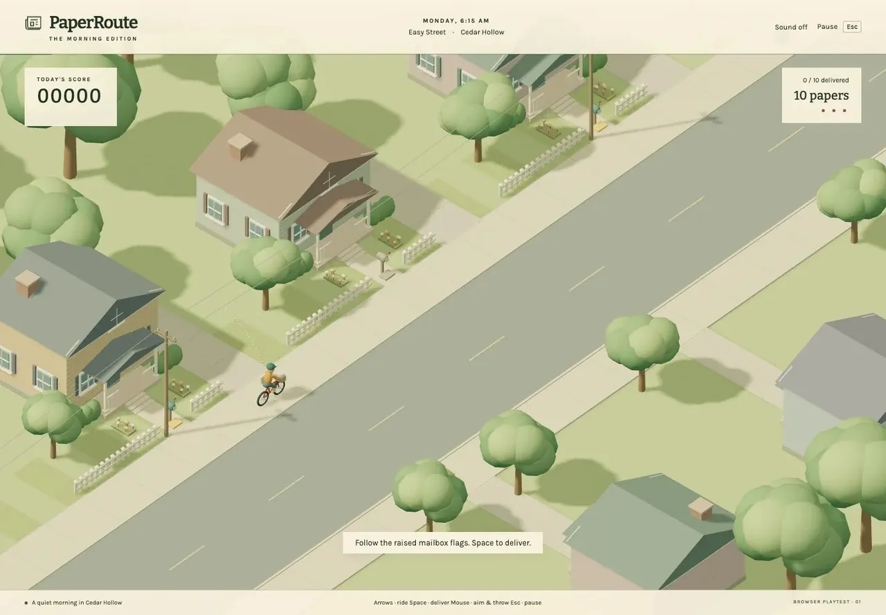 原版 Paperboy 视角参考图