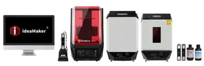 Raise3D DF2+ 生态：ideaMaker 软件、DF2+、DF Wash、DF Cure 与树脂