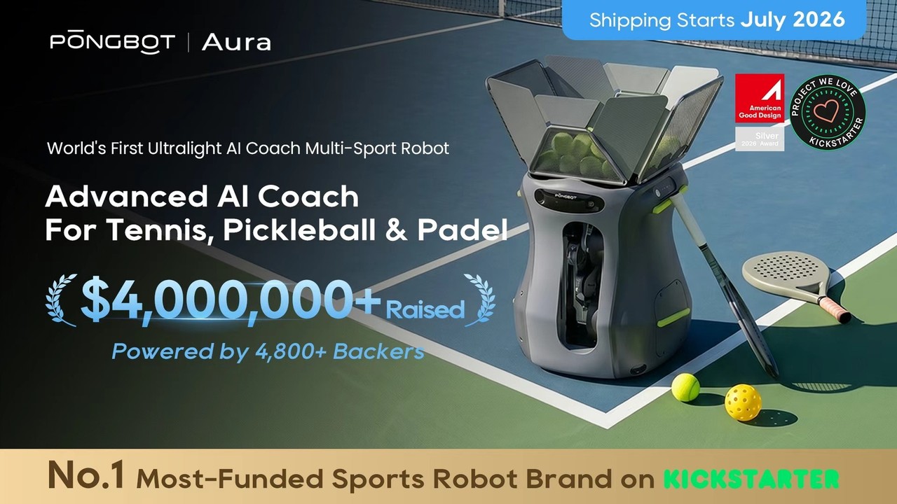 Pongbot Aura-The First Ultralight AI Coach Multi-Sport Robot