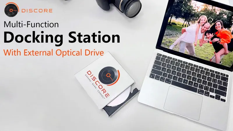 DISCORE: 9-in-1 DVD Drive Hub for Creators, Ports & Storage