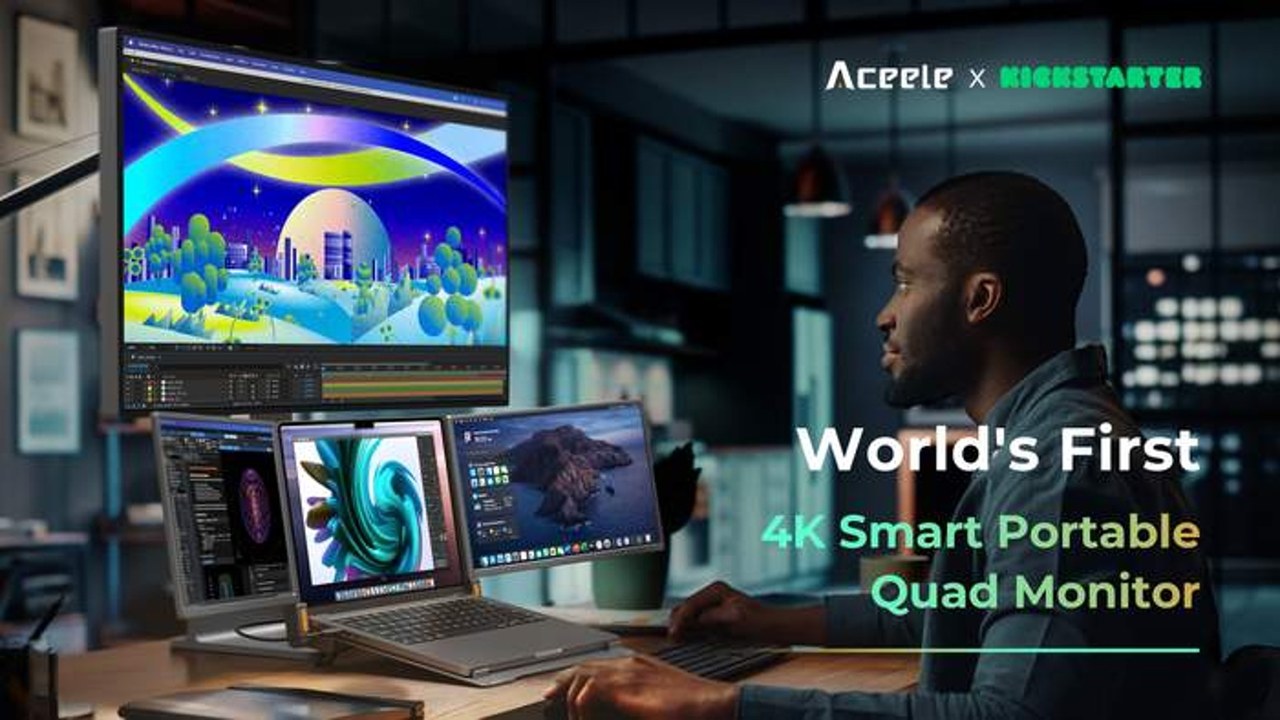 ACEELE:全球首款 4K 便携四屏扩展显示器
