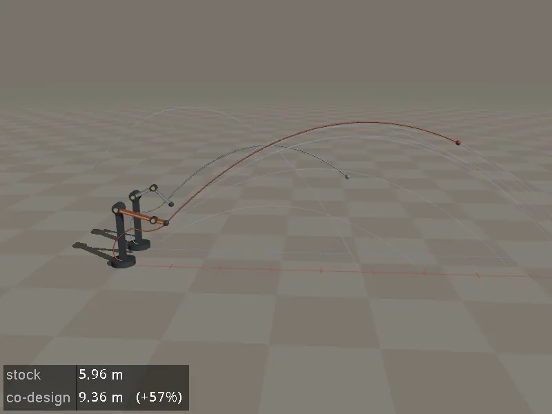 A robot arm co-designed by CEM to throw a ball