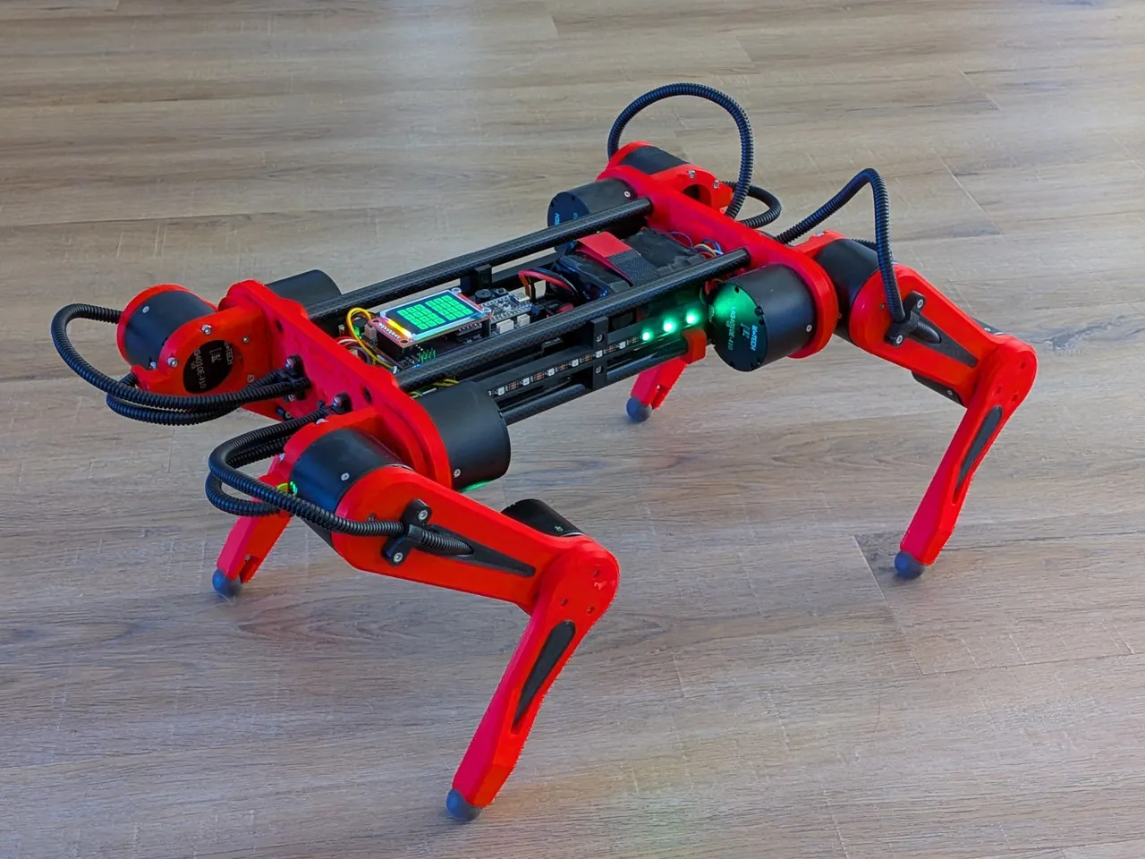 ElectroPup standing on a workbench