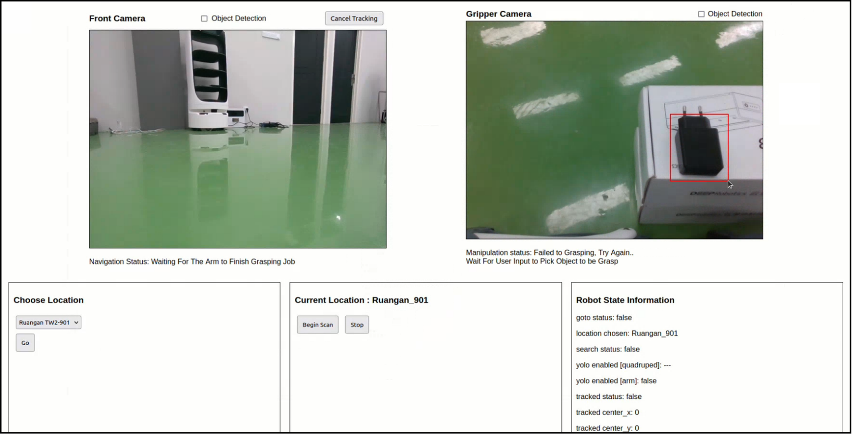 Autonomous Grasping On Quadruped Robot With Task Level Interaction