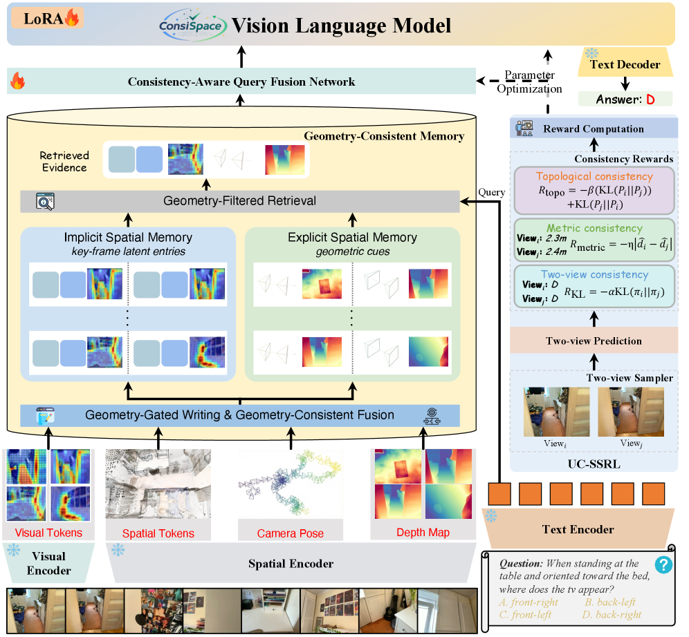 ConsiSpace: Learning Geometric Consistency Matters for Video Spatial Reasoning