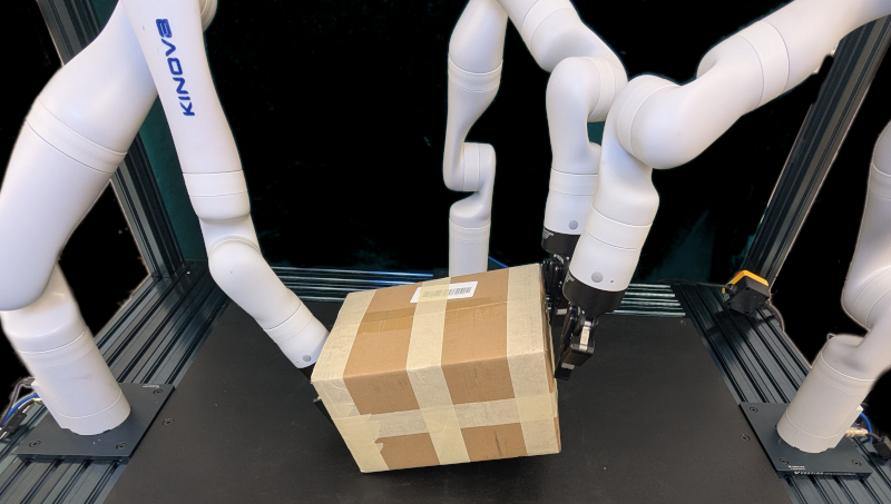 Embodying Multi-Hand Manipulation Policies by Searching the Assignment and Null Spaces