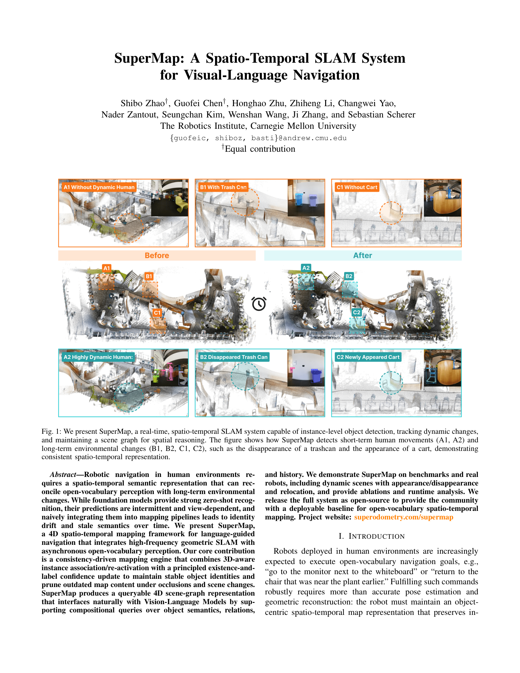 SuperMap: A Spatio-Temporal SLAM System for Visual-Language Navigation