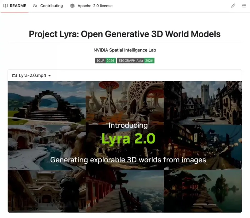 NVIDIA open-sources Lyra 2.0: one image becomes an explorable 3D world, exportable to Isaac Sim for robot simulation