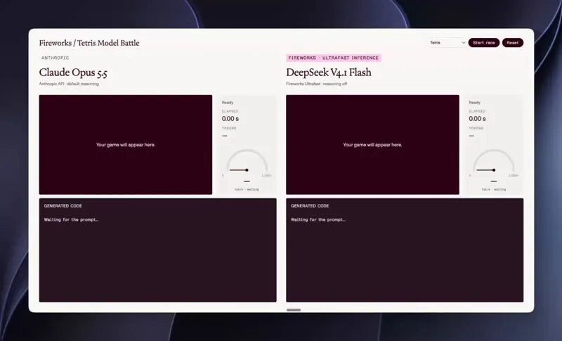 DeepSeek V4.1 Flash Builds Tetris in 5.21 Seconds