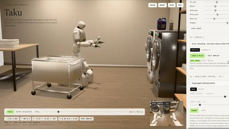 RL Whole-Body Control Self-Trained in 3 Hours Replicates a Laundry Task in Browser MuJoCo