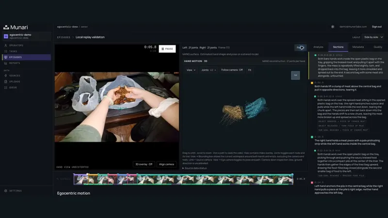 Munari Ships 3D Reconstruction for Egocentric Data