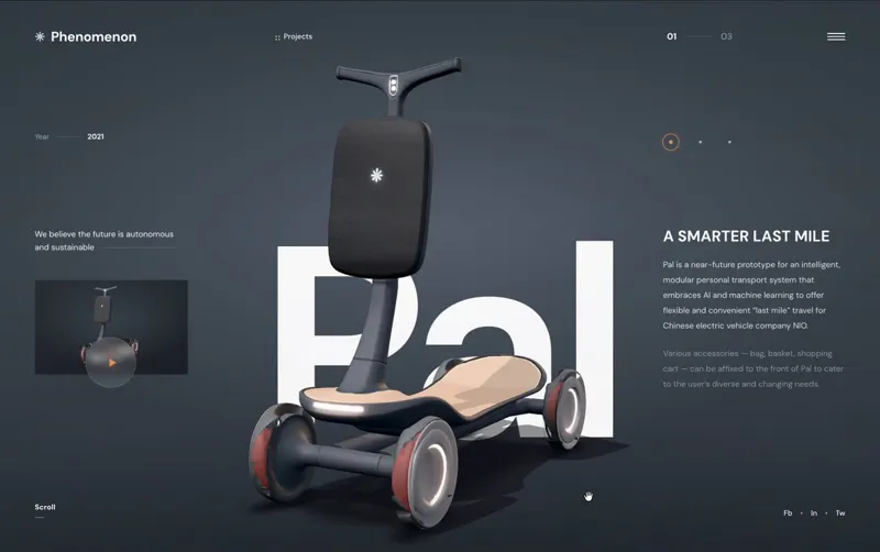 AI-Built 3D Website Showcasing Futuristic Vehicle Concepts