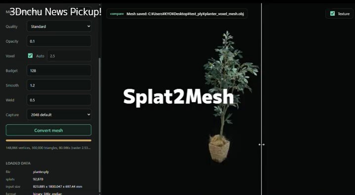 Splat2Mesh: Free Tool Converting 3D Gaussian Splats to OBJ/GLB Meshes